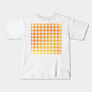 Houndstooth Pattern Yellow and Orange Golden Gradient Kids T-Shirt